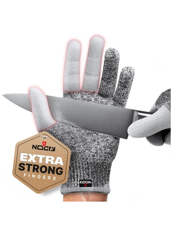 NoCry NoCry Cut Resistant Work Gloves for Women and Men, with Reinforced Fingers; Comfortable, 100% Food Grade Kitchen Cooking Gloves; Ambidextrous Safety Cutting Gloves; Level 5 Protection; Grey