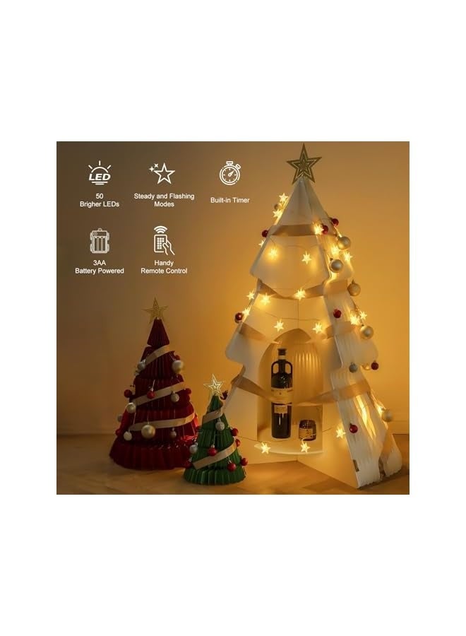NIBEMINENT Star String Lights Battery Operated - 17 ft 40 LED Star Fairy String Lights with Remote and Timer, 8 Modes Waterproof for Bedroom Tent Loft Bed Patio Party Wedding Decor, Warm White  - Image 2