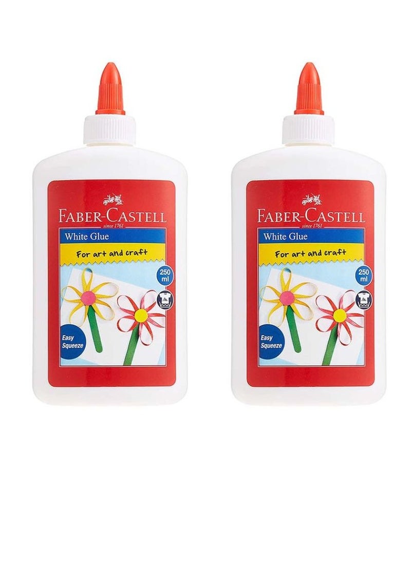 FABER-CASTELL 250ml White Glue Bottle For Art And Craft  Pack Of 2 - Image 1