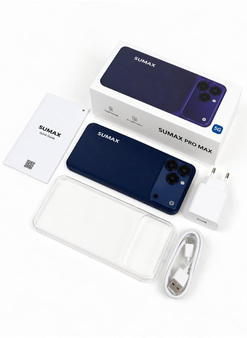 Sumax 17 Pro Max 5G Smartphone | 24GB RAM + 1TB ROM, HD+ Display, 30MP Triple AI Camera, 5000mAh Battery, Ultra-Slim Design (Blue) - Image 2