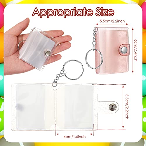 Bonuci 6 Pack 2 Inch Mini Small Photo Album Valentine Photo Storage with Keychain Pocket Album Keychain for Picture Valentine Gift Wedding(Transparent, Blue, Pink, Purple) - Image 2