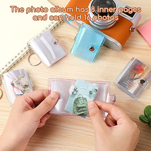 Bonuci 6 Pack 2 Inch Mini Small Photo Album Valentine Photo Storage with Keychain Pocket Album Keychain for Picture Valentine Gift Wedding(Transparent, Blue, Pink, Purple) - Image 4