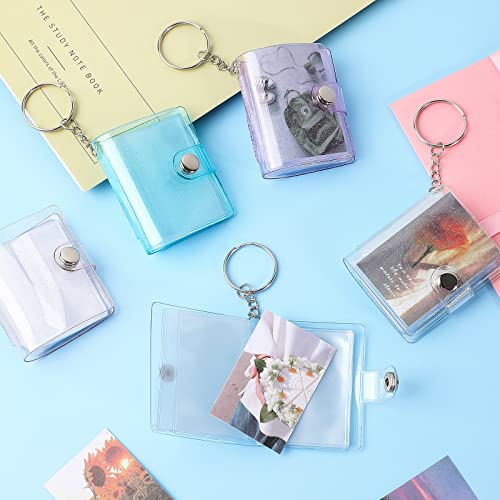 Bonuci 6 Pack 2 Inch Mini Small Photo Album Valentine Photo Storage with Keychain Pocket Album Keychain for Picture Valentine Gift Wedding(Transparent, Blue, Pink, Purple) - Image 5