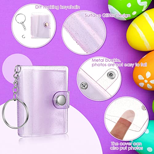 Bonuci 6 Pack 2 Inch Mini Small Photo Album Valentine Photo Storage with Keychain Pocket Album Keychain for Picture Valentine Gift Wedding(Transparent, Blue, Pink, Purple) - Image 3