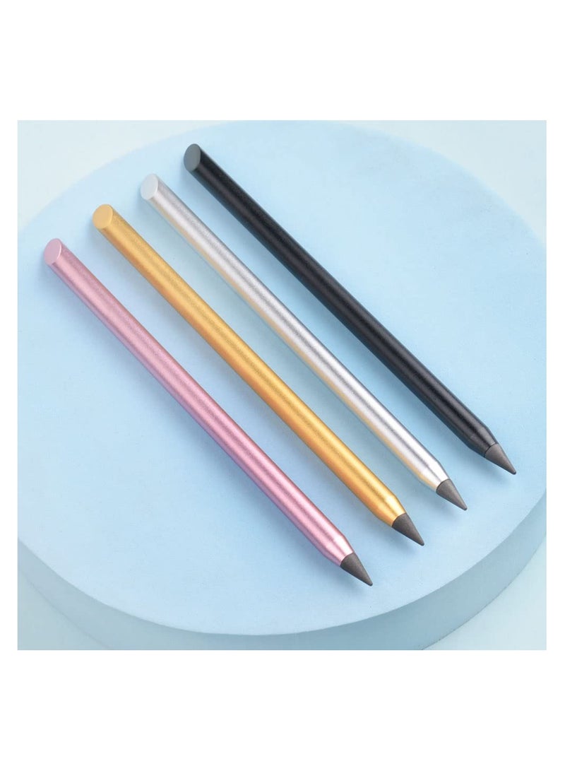 Metal Inkless Pencil Set, Infinity Pencil, Reusable Everlasting Pencil with 2 Replaceable Nibs, Erasable Pen for Writing and Drawing - Ideal for Students, Home Office, and School Supplies (2PCS) - Image 2