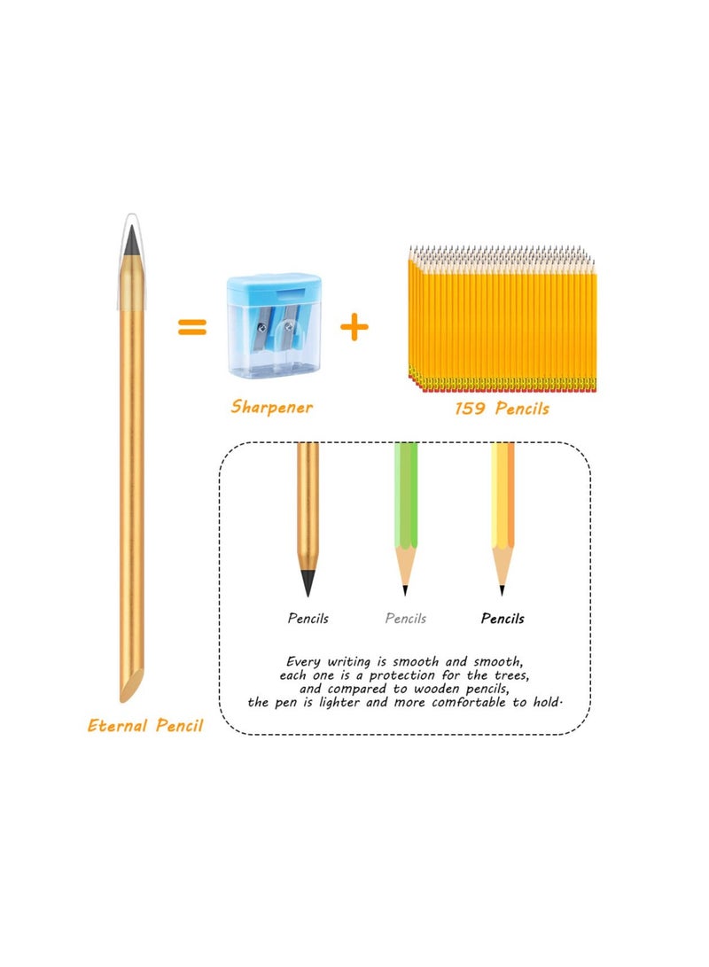 Metal Inkless Pencil Set, Infinity Pencil, Reusable Everlasting Pencil with 2 Replaceable Nibs, Erasable Pen for Writing and Drawing - Ideal for Students, Home Office, and School Supplies (2PCS) - Image 4