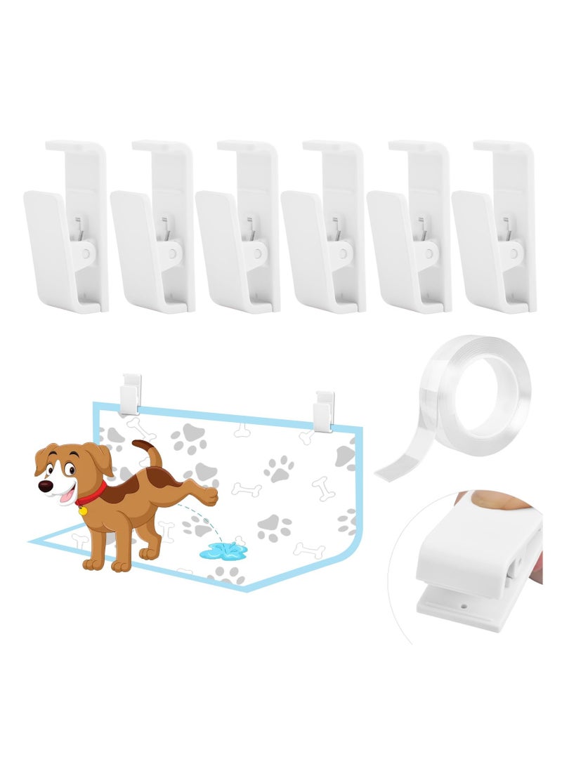 SYOSI 6 Pcs Potty Training Dog Pee Pad Holder, Wall Pee Pad Holder Dog for Small & Large Size Wee Wee Pad, Indoor Potty Training Pad Holder for Leg-Lifting Puppies, Pad Holder with Nano Gel Strip (White) - Image 1