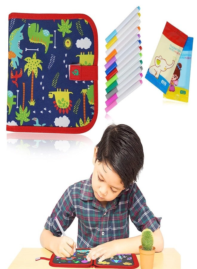MANOGYAM Kids Erasable Doodle Book | Art Book | Drawing Book | Reusable Drawing Pads with 12 Watercolor Pens | Portable Drawing Toy Books Gifts for Kids (Red-Navy Blue) - Image 1