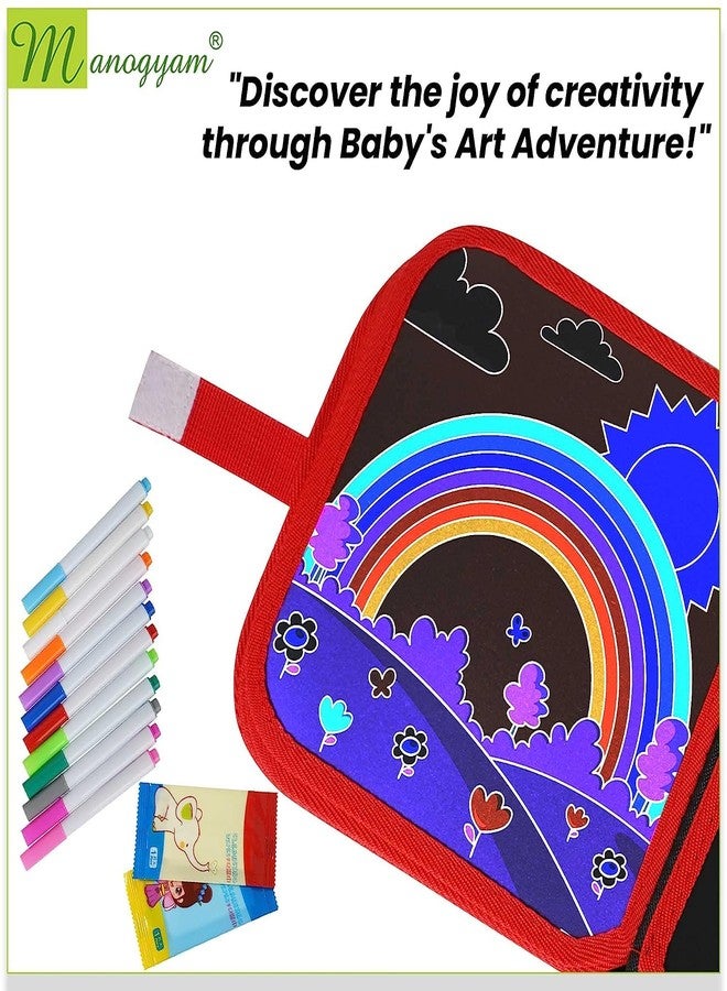 MANOGYAM Kids Erasable Doodle Book | Art Book | Drawing Book | Reusable Drawing Pads with 12 Watercolor Pens | Portable Drawing Toy Books Gifts for Kids (Red-Navy Blue) - Image 3