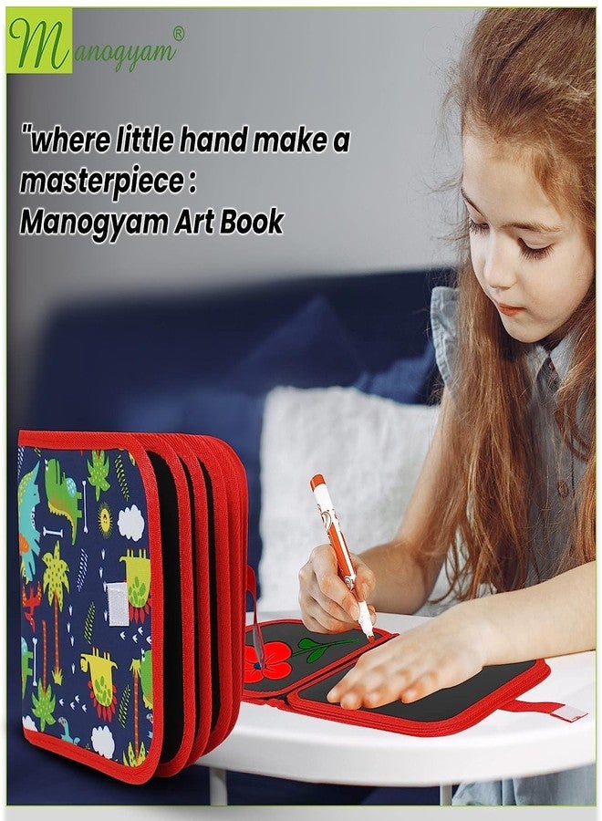 MANOGYAM Kids Erasable Doodle Book | Art Book | Drawing Book | Reusable Drawing Pads with 12 Watercolor Pens | Portable Drawing Toy Books Gifts for Kids (Red-Navy Blue) - Image 2