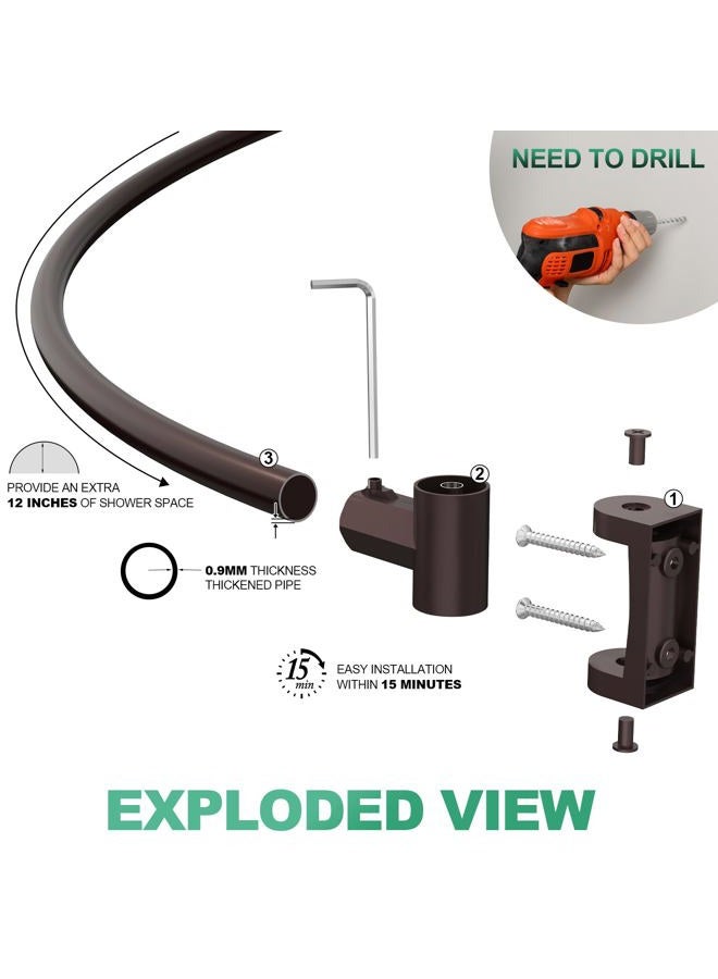 PrettyHome Adjustable Arched Curved Shower Curtain Rod Rustproof Expandable Aluminum Metal Shower Rod 38-72 Inches Telescoping Design Exquisite Customizable for Bathroom,Need To Drill,Bronze - Image 5