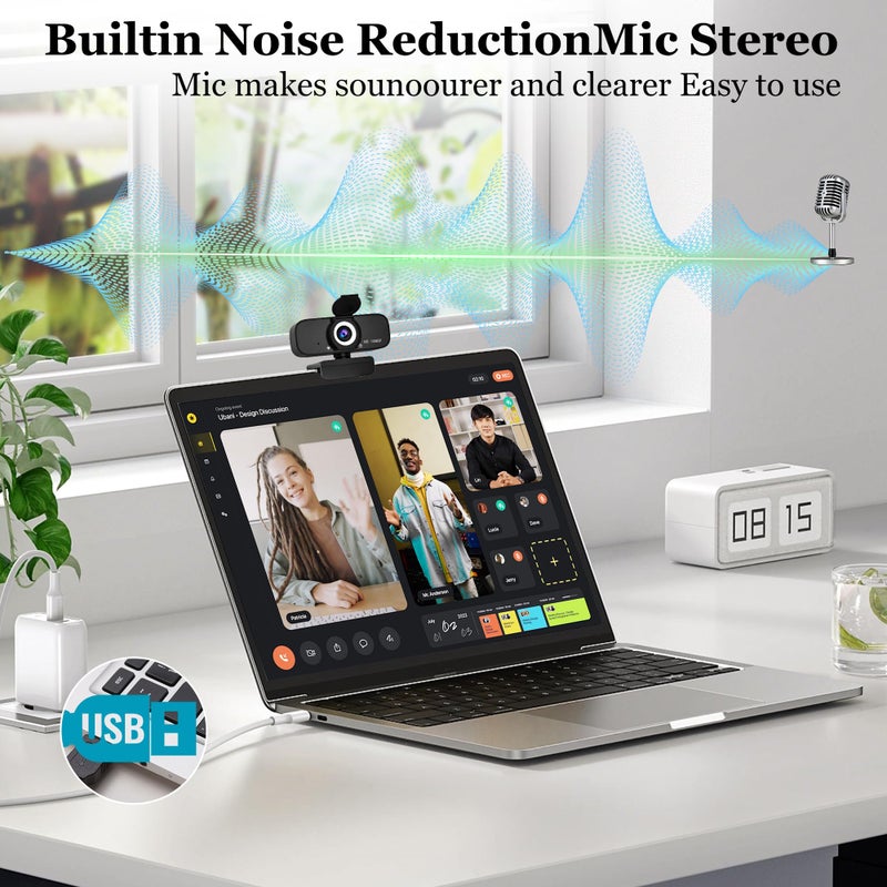 SZGIARUY 1080P HD Webcam for PC with Auto Focus & Noise Cancelling Mic - Plug and Play Computer Camera for Video Conferencing, Online Classes, Live Streaming - Ideal for Remote Workers/Students/Gamers - Image 5