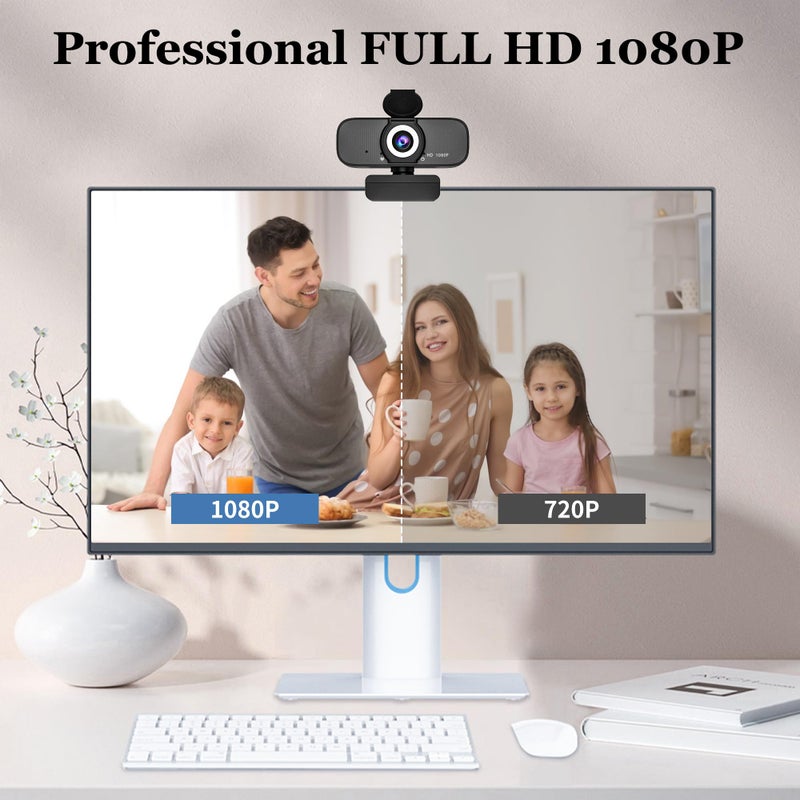 SZGIARUY 1080P HD Webcam for PC with Auto Focus & Noise Cancelling Mic - Plug and Play Computer Camera for Video Conferencing, Online Classes, Live Streaming - Ideal for Remote Workers/Students/Gamers - Image 2