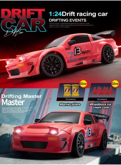 Harvestoy Harvestoy RC Drifting Car, 1:24 Scale, 4WD, High Speed ​​Remote Control Car, Truck with LED Light, Two Batteries, Drift Tires, Racing Sports Toy Car, Suitable for Adults, Boys and Girls, Children  - Image 2