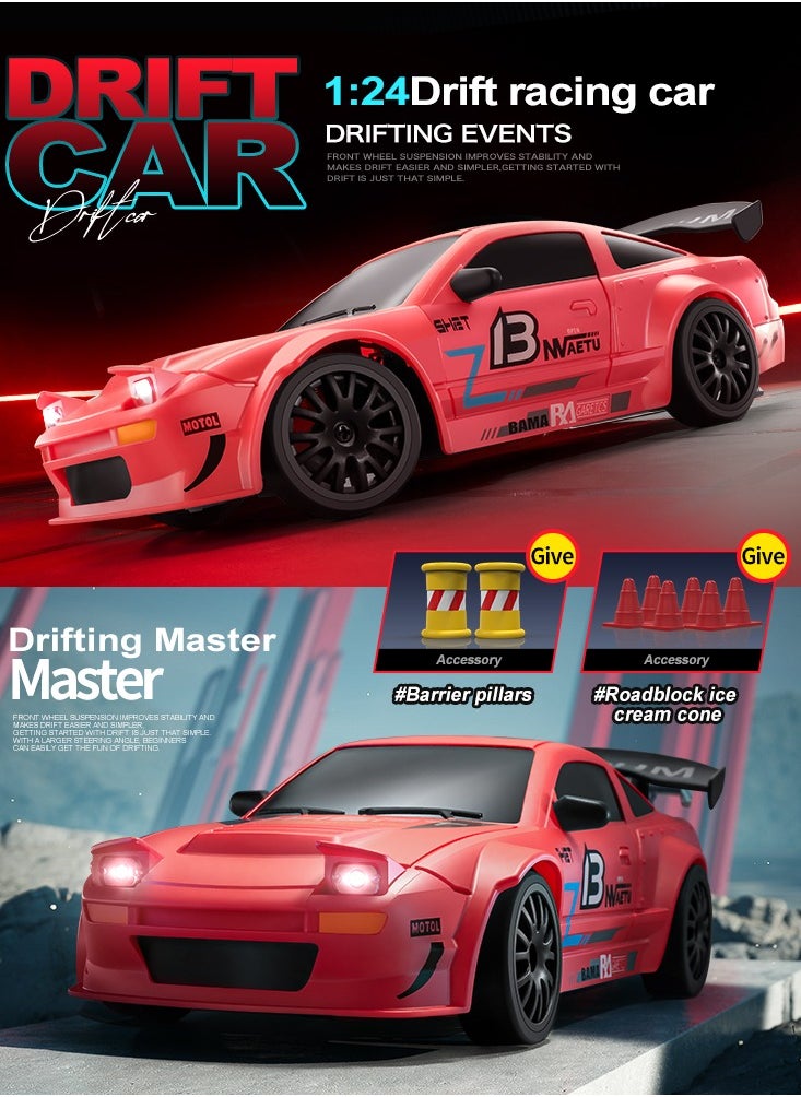 Harvestoy Harvestoy RC Drifting Car, 1:24 Scale, 4WD, High Speed ​​Remote Control Car, Truck with LED Light, Two Batteries, Drift Tires, Racing Sports Toy Car, Suitable for Adults, Boys and Girls, Children  - Image 2