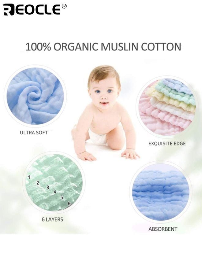 ريوكل 10 قطع مناشف ومناشف الأطفال ناعمة الشاش القطن الطبيعي مناديل مبللة للأطفال مجموعة منشفة قابلة لإعادة الاستخدام للوجه والاستحمام لحديثي الولادة والرضع والأطفال الصغار - Image 3