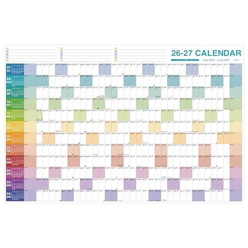BowCuk Yearly Wall Calendar 2026-2027 - Large Yearly Calendar 2026-2027, Jul 2026 - Jun 2027, 38.2'' x 25.2'' (Open), 12 Months, Thick Yearly Wall Calendar with To-do Lists, Notes, Stickers, All At One Page - Image 1