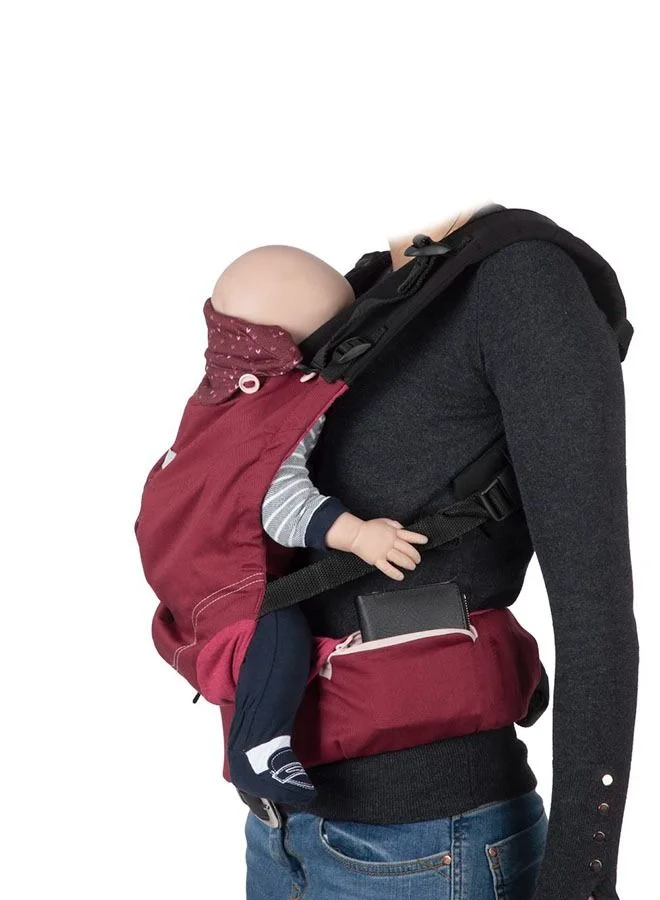 Chicco Myamaki Fit Baby Carrier (With Protective Hood) 0-15Kg, Burgundy Powder