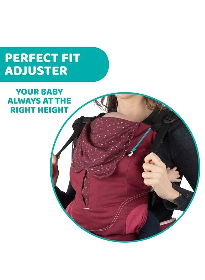 Chicco Myamaki Fit Baby Carrier (With Protective Hood) 0-15Kg, Burgundy Powder