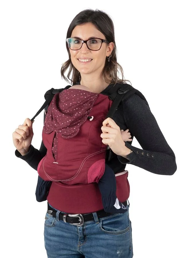 Chicco Myamaki Fit Baby Carrier (With Protective Hood) 0-15Kg, Burgundy Powder
