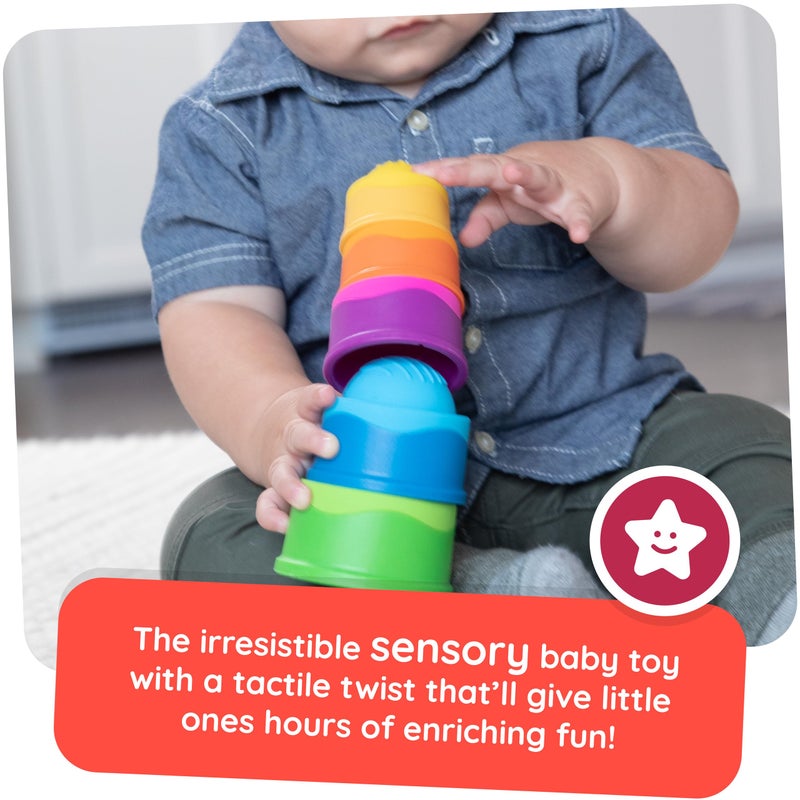 Fat Brain Toys Dimpl Stack Popping Stack & Nest Baby Toy, Sensory Toys for Babies 6 Months+, Fidget Toys for Toddlers - Image 3