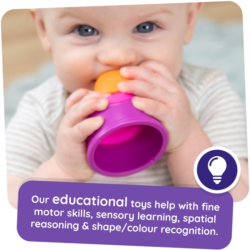 Fat Brain Toys Dimpl Stack Popping Stack & Nest Baby Toy, Sensory Toys for Babies 6 Months+, Fidget Toys for Toddlers - Image 5