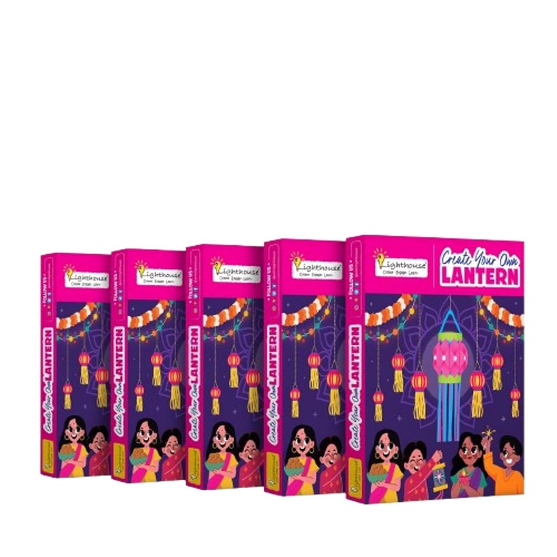 Lighthouse DIY Lantern Kit for Diwali (Pack of 5) | Art and Craft Kit for Kids | Diwali Decoration Kit, Includes Paper Cutouts, Sequences, Lantern Strips and More - Image 1
