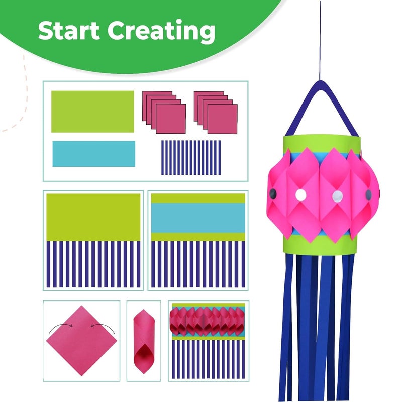 Lighthouse DIY Lantern Kit for Diwali (Pack of 5) | Art and Craft Kit for Kids | Diwali Decoration Kit, Includes Paper Cutouts, Sequences, Lantern Strips and More - Image 3