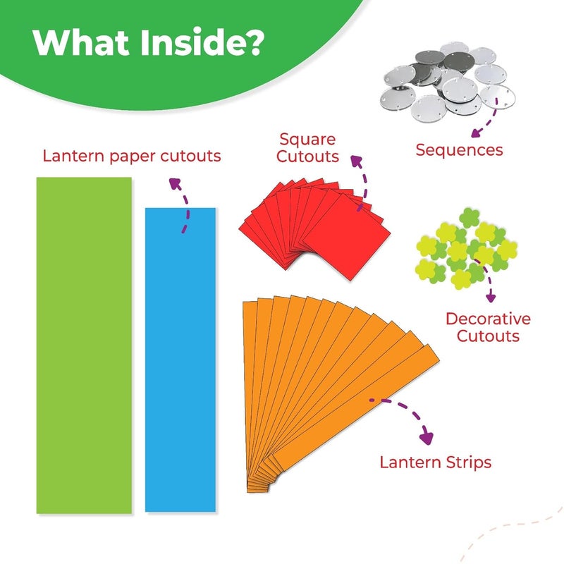 Lighthouse DIY Lantern Kit for Diwali (Pack of 5) | Art and Craft Kit for Kids | Diwali Decoration Kit, Includes Paper Cutouts, Sequences, Lantern Strips and More - Image 2