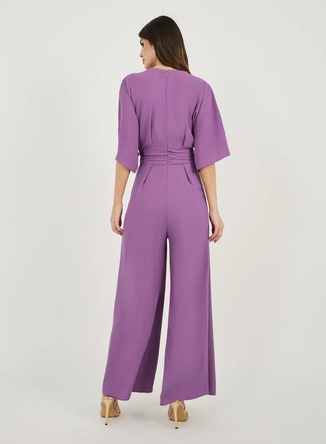 Styli Batwing Sleeve Flared Wide Leg Jumpsuit