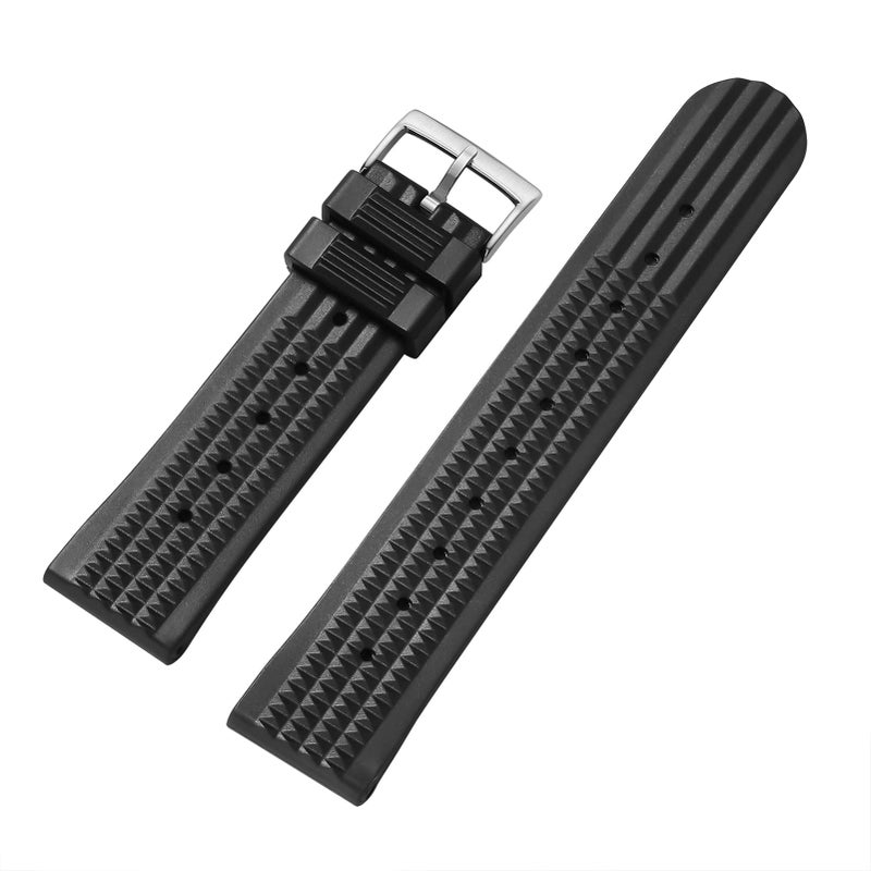 ADDIESDIVE 20 MM Black Silicon Watch Strap Waffle Soft Rubber Replacement Watch Band for Men and Women Watches - Image 1