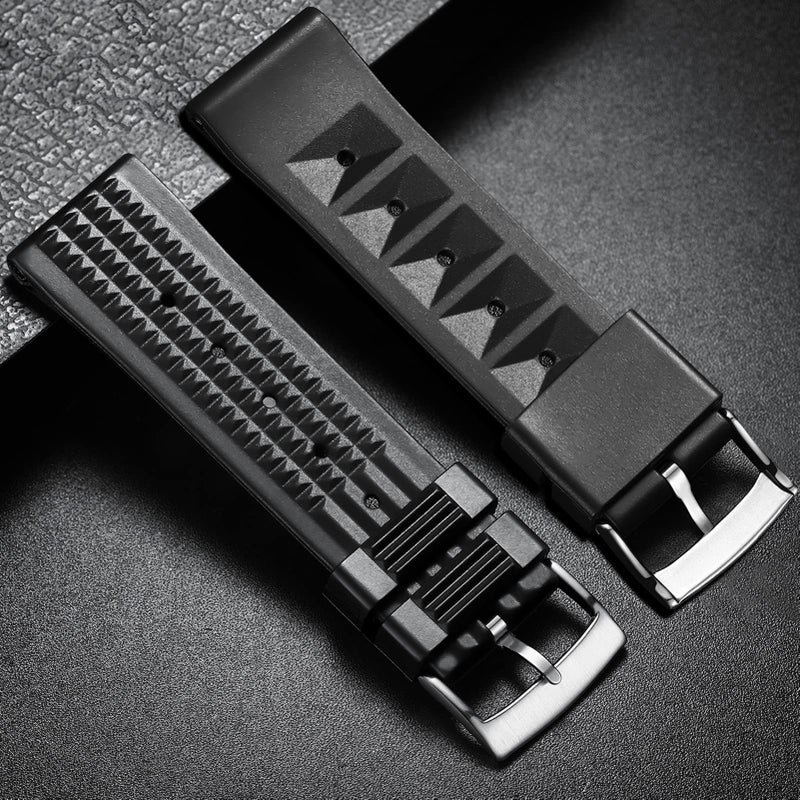 ADDIESDIVE 20 MM Black Silicon Watch Strap Waffle Soft Rubber Replacement Watch Band for Men and Women Watches - Image 3