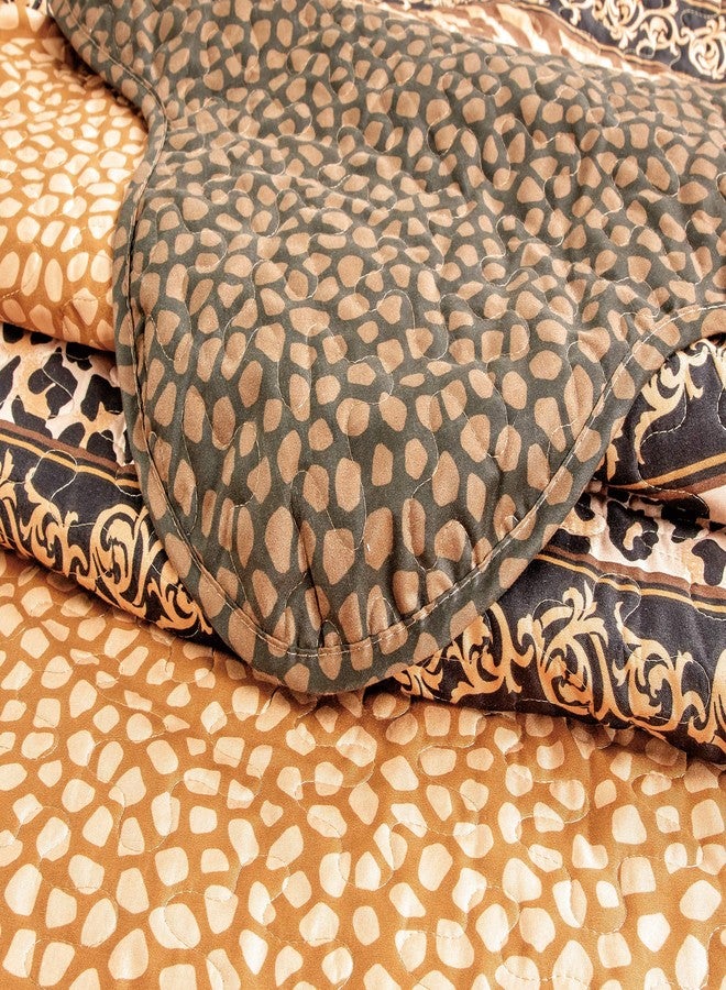 Masterplay 2-Piece Twin Size Animal Print Quilt Sets, Lightweight Bedspread All Season Coverlet Fine Bed Cover (Leopard Tiger Brown Black Stripe) - Image 3