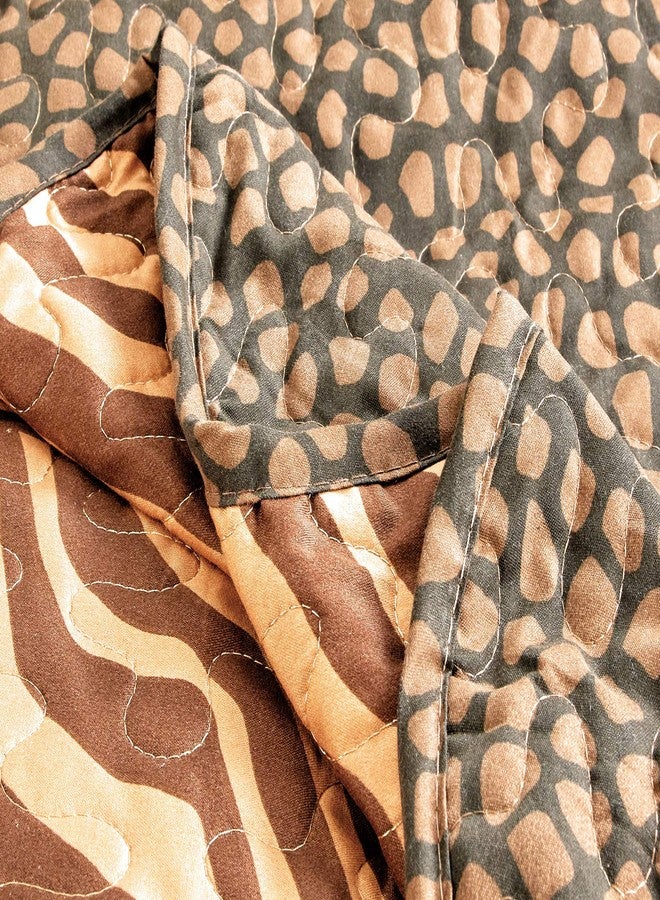 Masterplay 2-Piece Twin Size Animal Print Quilt Sets, Lightweight Bedspread All Season Coverlet Fine Bed Cover (Leopard Tiger Brown Black Stripe) - Image 5