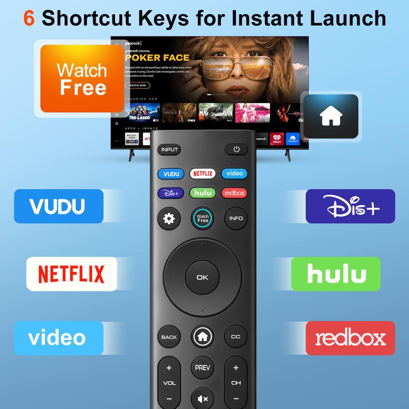 Angrox for VIZIO-Smart-TV-Remote-Replacement,Universal control XRT140 for VIZIO All LED LCD HD 4K UHD HDR Smart TVs - Image 4