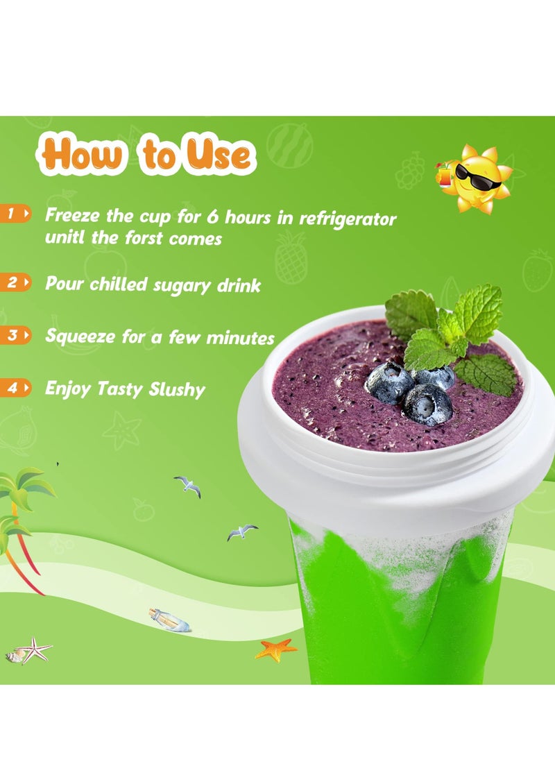 Cool Baby COOLBABY Magic Quick Frozen Smoothies Cup Cooling Cup Double Layer Squeeze Slushy Maker Cup Cool Stuff Gifts for Kids (Green) - Image 3