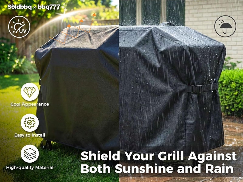 bbq777 غطاء للمقلاة رقم 5482 مناسب لمقلاة Blackstone Proseries بقياس 36 بوصة مع غطاء، غطاء مقاوم للماء من نوع 600D عالي الجودة، غطاء مقلاة ذو سطح مستوي لمقلاة Blackstone ProSeries بقياس 36 بوصة. - Image 4