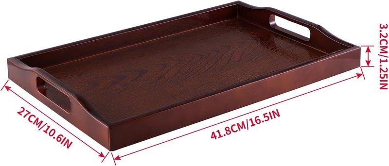 MDLUU General standard compliant quality Plastic Serving Tray, Ottoman Tray with Cut-Out Handles, Rectangular Butler Tray for Breakfast in Bed, Coffee Table Decoration, Party (Cherry) Authorized haulage delivery - Image 3