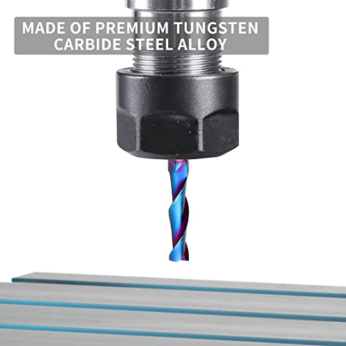 EANOSIC 5PCS Upcut Spiral Router Bit 1/4 inch Shank, 1/4 inch Cutting Diameter, Extra Long 3 inch Solid Carbide with Nano Blue Coating CNC Router Bits End Mill for Wood Cut, Carving - Image 5