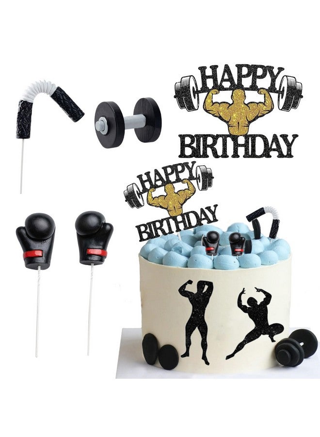Knana 5Pcs Fitness Cake Topper Boxing Cake Toppers Gym Cake Topper Fitness Themed Cake Decorations - Image 1