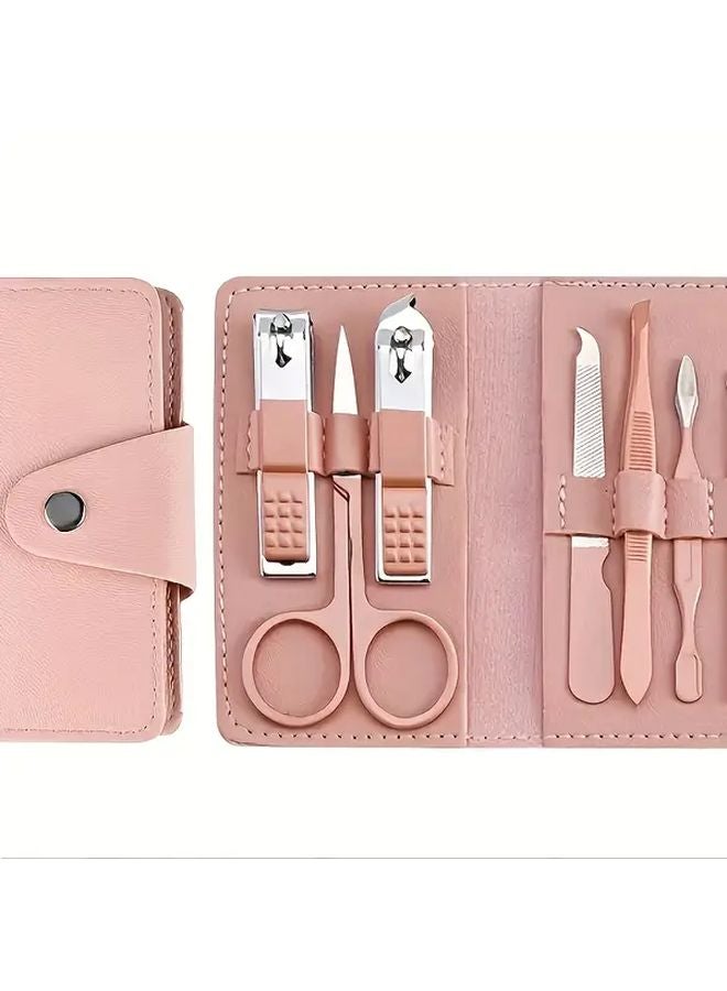 7pcs Pink Stainless Steel Nail Clipper Kit High Carbon Steel Blades Storage Box - Image 2