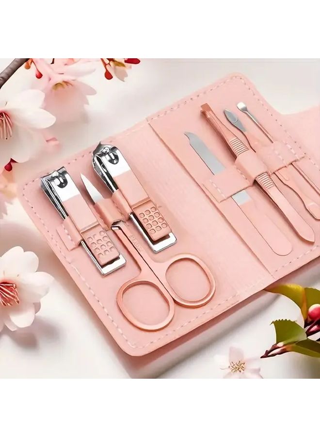 7pcs Pink Stainless Steel Nail Clipper Kit High Carbon Steel Blades Storage Box - Image 4