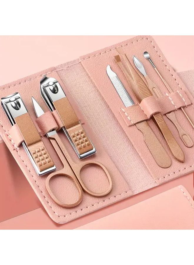 7pcs Pink Stainless Steel Nail Clipper Kit High Carbon Steel Blades Storage Box - Image 3