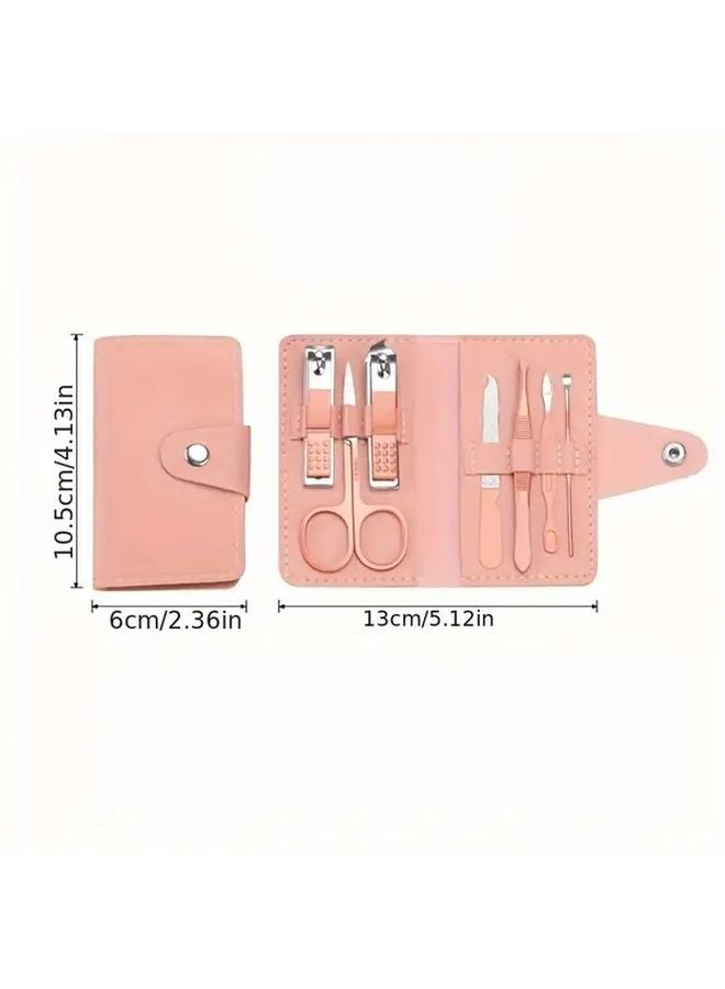 7pcs Pink Stainless Steel Nail Clipper Kit High Carbon Steel Blades Storage Box - Image 5