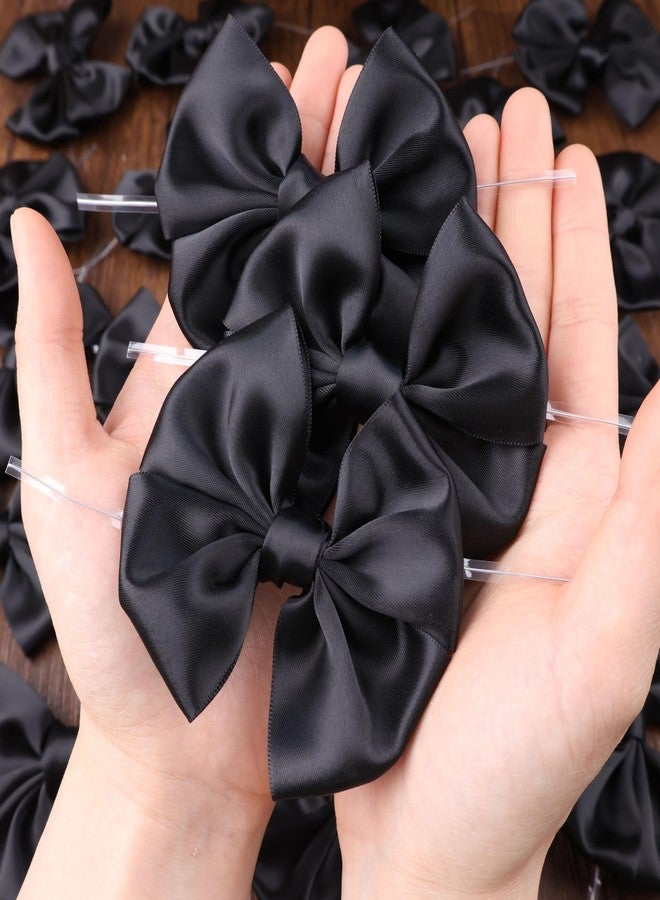 DHFLYDH Satin Ribbon Bows with Twist Ties 3.7" Wire-Edged Twist Tie Bows for Gift Wrapping & Party Decor,Crafts & Cake Decorating,Wreaths & Bouquets,Wedding Baby Shower-24 Counts (Black - Image 4