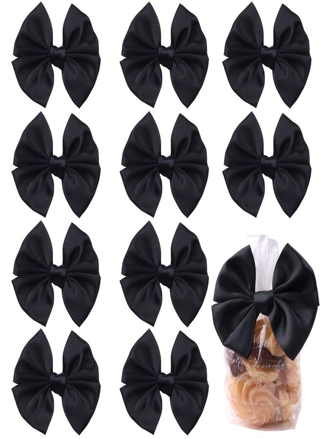 DHFLYDH Satin Ribbon Bows with Twist Ties 3.7" Wire-Edged Twist Tie Bows for Gift Wrapping & Party Decor,Crafts & Cake Decorating,Wreaths & Bouquets,Wedding Baby Shower-24 Counts (Black - Image 1