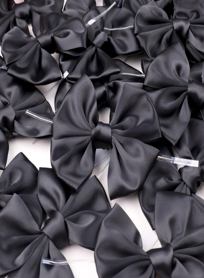 DHFLYDH Satin Ribbon Bows with Twist Ties 3.7" Wire-Edged Twist Tie Bows for Gift Wrapping & Party Decor,Crafts & Cake Decorating,Wreaths & Bouquets,Wedding Baby Shower-24 Counts (Black - Image 3