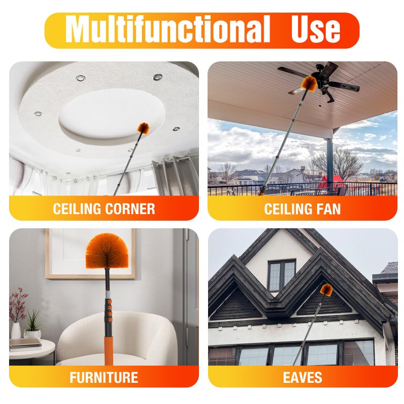 LAANPOLE 20FT Cobweb Duster with Extension Pole, Spider Web Brush for Cleaning Extendable, Professional Ceiling and Corner Dusters for Outdoor Indoor Use - Image 4