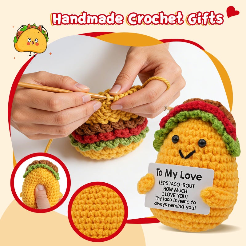 Wiz BBQT Valentines Day Gifts for Him Her,Positive Crochet Animals Handmade Taco,Romantic Vday Valentines Gifts for Boyfriend Girlfriend,Emotional Support Taco Plush Doll,Christmas Stocking Stuffers Men Women - Image 5