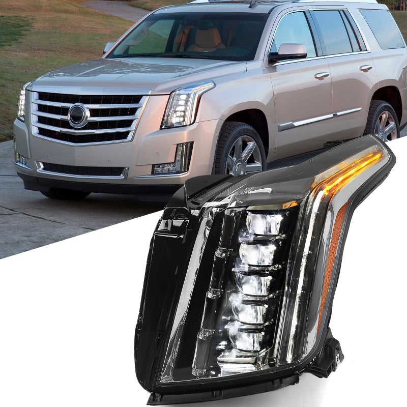 Huray Full LED Headlight Assembly for Cadillac EscaladeESV 20152020 OE Projector Headlamp Replacemnet for 84216044 GM2502457 Left Driver Side LH